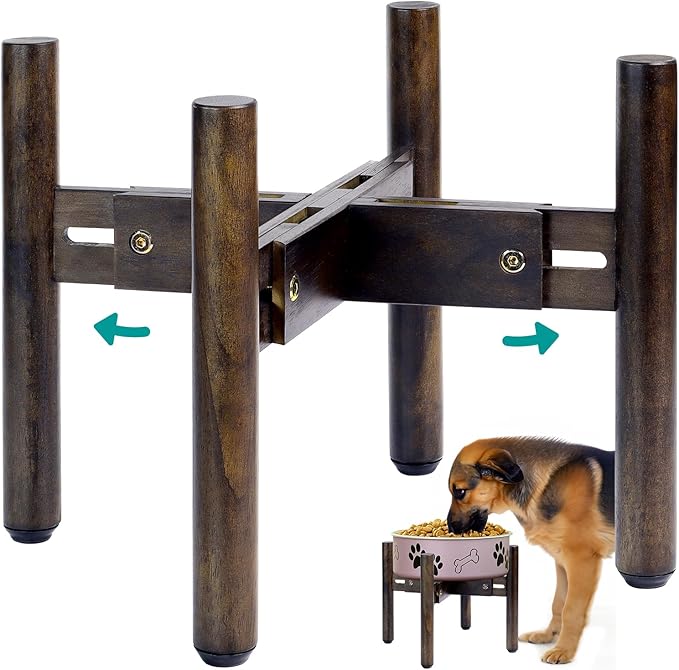 Dog Bowl Stand for Water/Food - Adjust with Lock - Dog Water Fountain Holder, Elevates Pet Food and Water Feeder Bowls (Bowl not Included) (1Pack - (Height 10.3in, Width 8-11.2in))