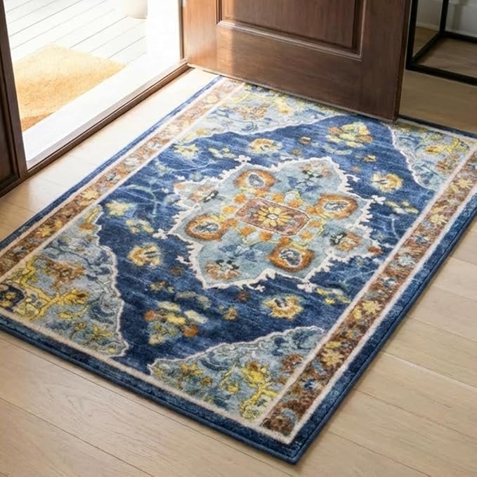 Muddy Mat짰 Mosaic 2ft x 3ft Washable Area Rugs for Living Room, Bedroom & Dining Room ??Modern Soft Low Pile Non Slip Carpet ??Pet Friendly Waterproof Foldable Rugs for Home