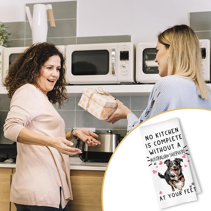 Australian Shepherd Funny Dog Kitchen Towels - A Kitchen is Not Complete Without A Australian Shepherd Dish Waffle Weave Hand Towels for Home Bathroom,16×24 Inch