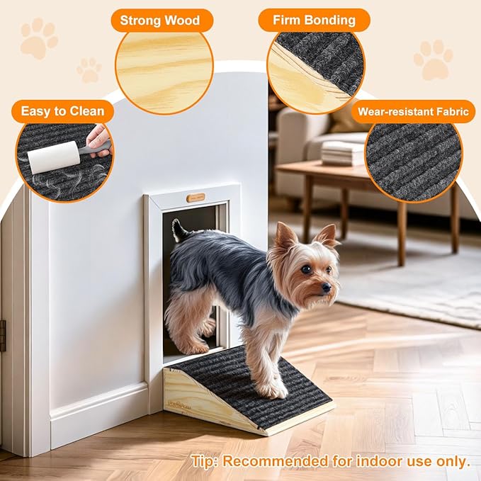 Dog Ramp for Stairs, Non-Slip Dog Stairs, Sturdy Wooden Pet Steps for Small Dogs and Cats Fits Staircase Indoor, Assist for Injured and Older Pets(2 Pack/M, Light Wood)