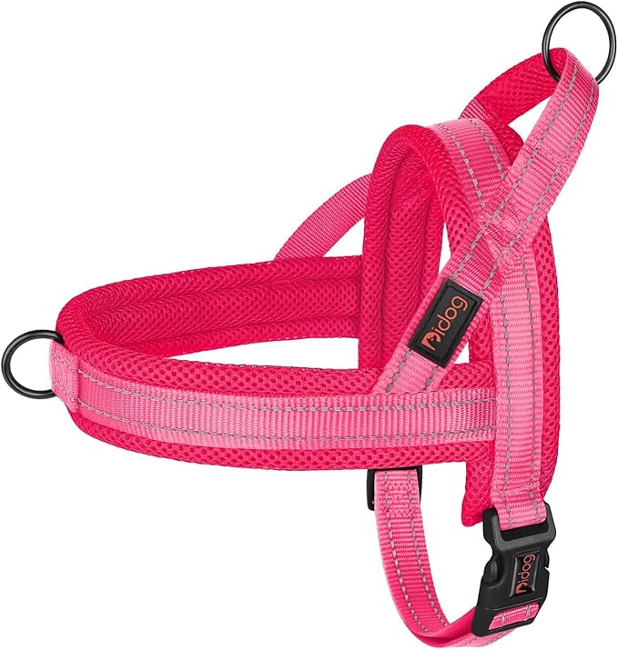Didog No Pull Dog Harness with Soft Mesh Padded,Reflective & Quick Fit Light Weight Dog Strap Vest Harness,Easy for Walking Training (L:Chest 26-32", Pink)