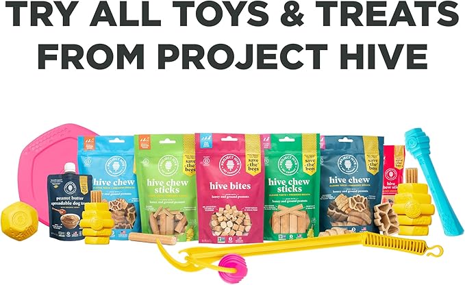 Dental Treats for Dogs - Healthy, Non-GMO Project Verified, Natural Peanut Butter Flavored, Natural, Vegetarian Chews, Made in The USA (Hive Chews, Small Breeds) Cleans Teeth and Freshens Breath