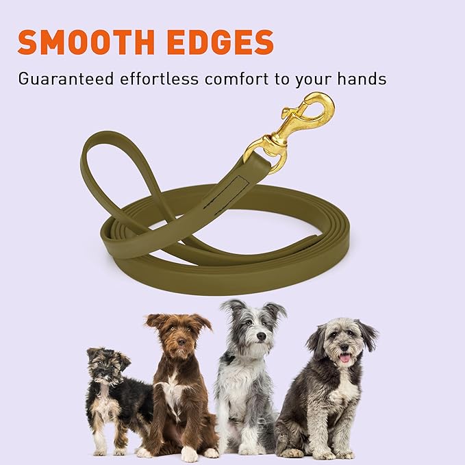 Viper Biothane K9 Working Dog Leash Waterproof Lead for Tracking Training Schutzhund Odor-Proof Long Line with Solid Brass Snap for Puppy Medium and Large Dogs, 20ft Olive Drab Green