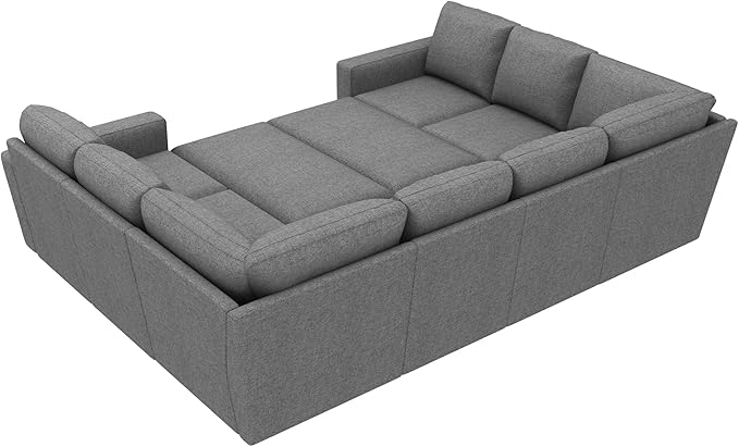 HONBAY Sleeper Sectional Couch with Pull Out Bed, Modular Sleeper Sofa with Storage, U Shaped Sectional Couches for Living Room, Dark Grey