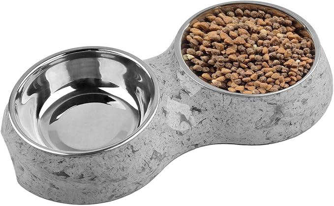 Double Dog Bowls with Non-Slip Tray, 2-in-1 Stainless Steel Pet Feeder for Dogs & Cats, Removable Easy-Clean Dishwasher Safe Bowls