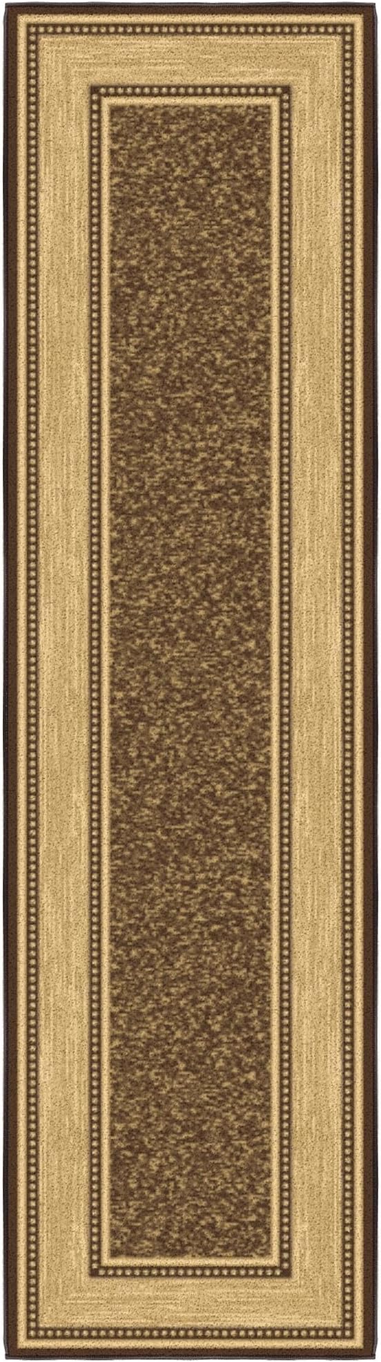 Ottomanson Hallway Runner Rug 1'10" x 6' Non Slip Border Area Rugs Easy to Clean Laundry Rug Runner Durable & Pet Friendly Floor Carpet Runners for Hallways Entryway Living Room Kitchen, Brown