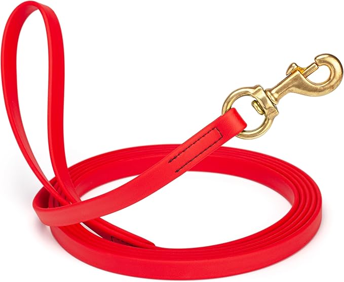 Viper Biothane K9 Working Dog Leash Waterproof Lead for Tracking Training Schutzhund Odor-Proof Long Line with Solid Brass Snap for Puppy Medium and Large Dogs, 33ft Cherry Red