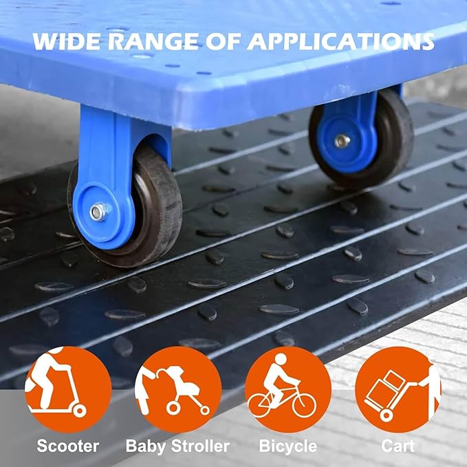 Rubber Wheelchair Threshold Ramp, 1"/1.5"/2"/2.5"/3"/3.5"/4" Rise Options, Wheelchair Ramp 7000Lbs Load Capacity, Non-Slip Textured Surface for Wheelchairs, Scooters (3.5" Rise)
