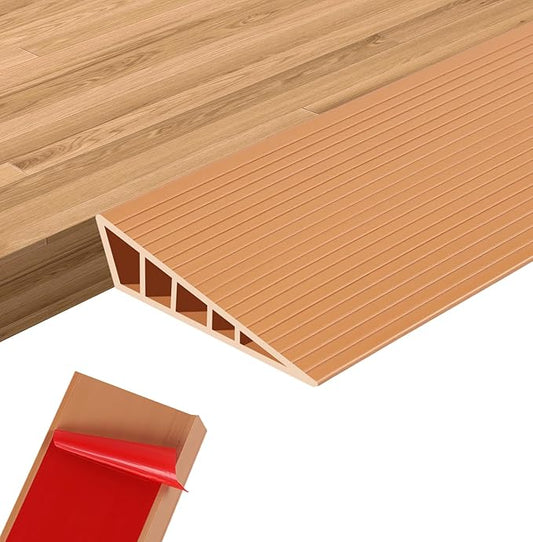 0.6" Rise Threshold Ramps for Doorways 40'' L Floor Transition Strip Self-Adhesive 3/5" Rise Ramps for Wheelchairs for Home, Rubber Door-Threshold for Home Steps (Brown)