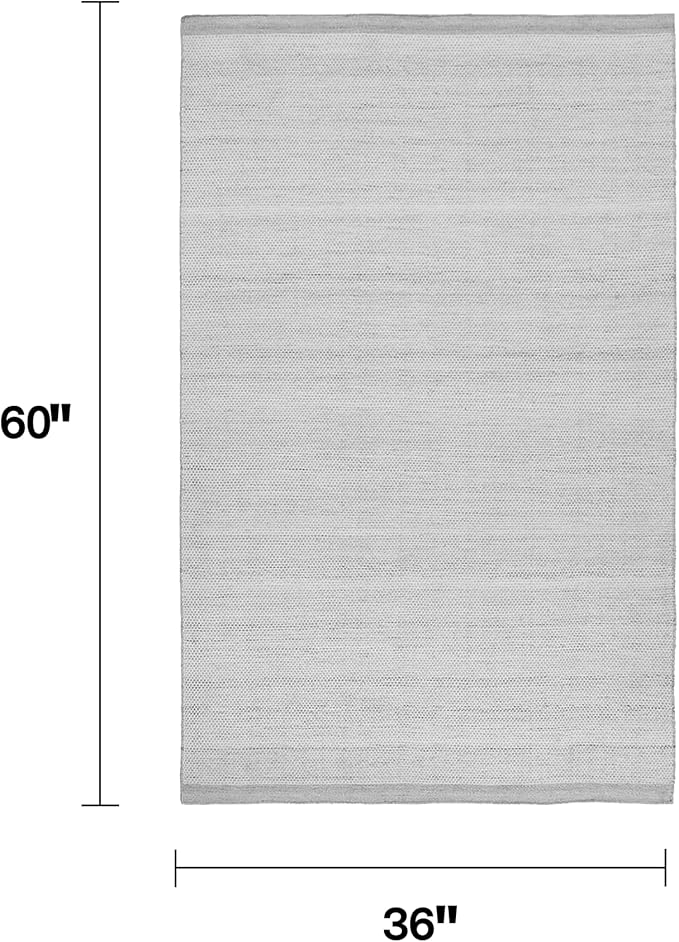 Fab Habitat Machine Washable Area Rug - Hand Woven, Stain Resistant, Pet Friendly - Premium Recycled Polyester Yarn - Solid - Kitchen, Bathroom, Laundry Room - Kingscote - Gray - 3 x 5 ft