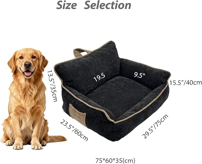 Orthopedic Dog Bed with Memory Foam, Washable Plush Pet Bed for Small, Medium & Large Dogs, Cozy Bolster Crate Dog Bed for Joint Support & Comfort.(Black)