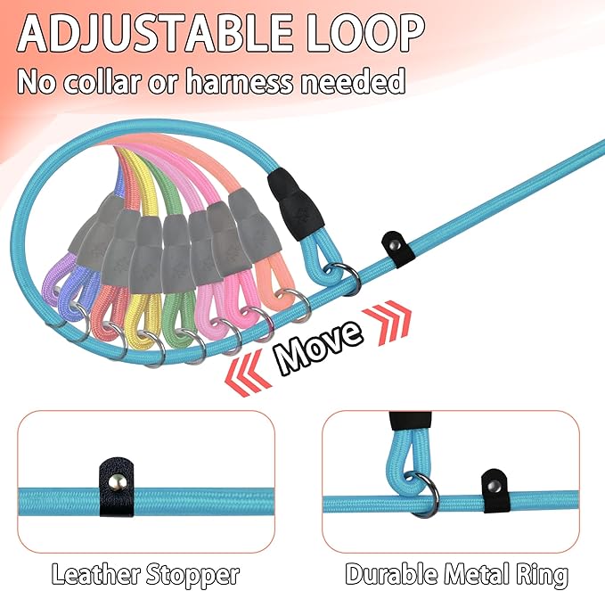 11-Piece Adjustable Dog Slip Leads 11 Colors, Adjustable - Easy On/Off, No Collar Needed, Standalone Use. Matches Outfits/Themes/Weather, High Value for Walking/Training