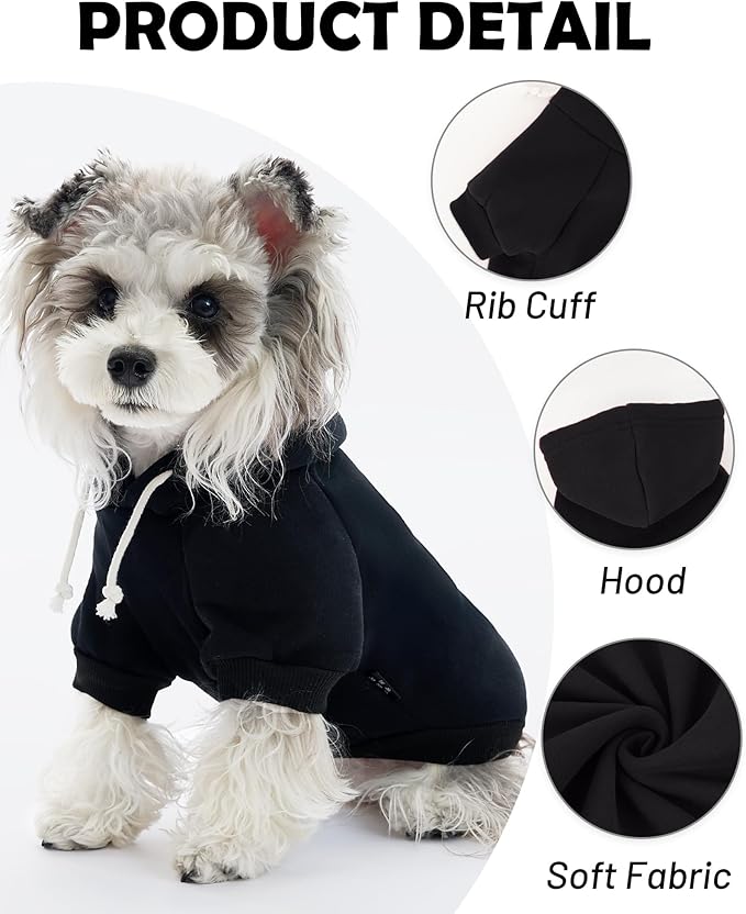 XPUDAC Matching Hoodie for Dogs and Humans Fleece Sweatshirt Soft Warm Pet Hoodie Sweater for Large Small Medium Dog and Owner Matching Clothes Cold Weather, Black, Small