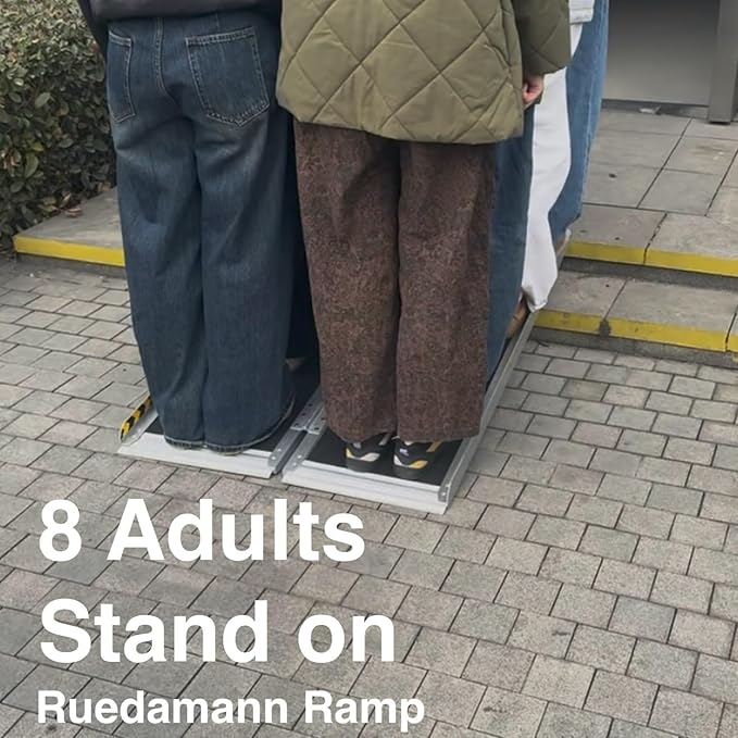 Ruedamann 4FT Portable Wheelchair Ramp, Non-Slip Aluminum Folding Handicap Ramp for Doorways, Wheel Chair Threshold Ramp for Home Steps, Stairs, Wheelchair, Scooters, Pets, Entry