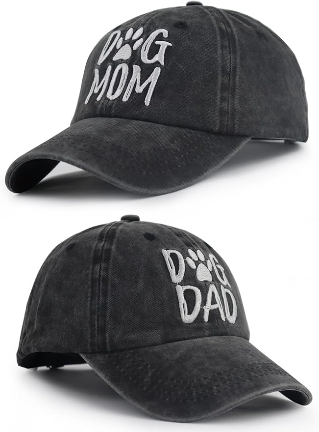 2 PCS Mom and Dad Hats for Women Men, Funny Adjustable Embroidered Cotton Dog Lover Baseball Cap