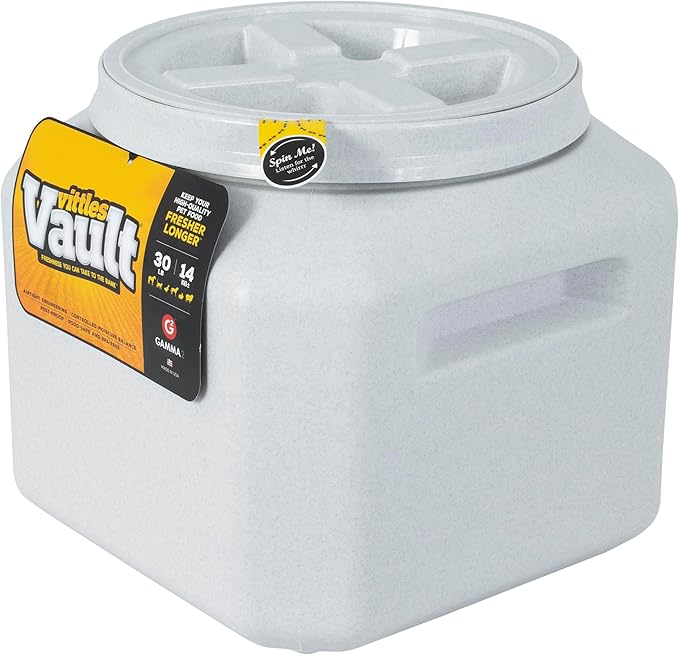 Gamma2 Vittles Vault Dog Food Storage Container with Airtight Lid, holds up to 25-30 Pounds of Dry Pet Food, Cat Kibble and Bird Feed, BPA Free, Made in USA