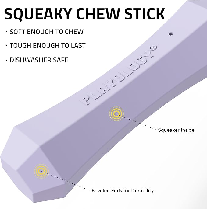Playology Dog Toys | Durable Squeaky Chew Stick for Dogs | Medium Lamb Scented Toy - Easy to Clean and Made from Non Toxic Materials