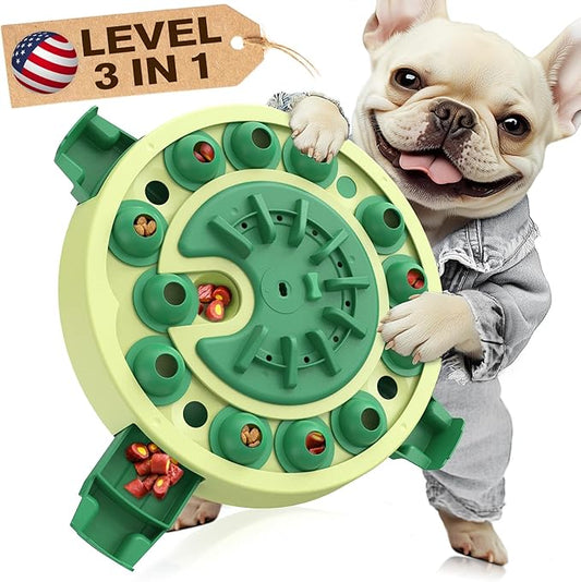 KADTC 3 Levels of Step-by-Step Challenge Dog Puzzle Toy 4 Ways to Play - U.S. Brand & Design - Large Size Beginner-to-Advanced,Boredom Buster for Smart Dogs Mental Stimulation Enrichment Brain Toys