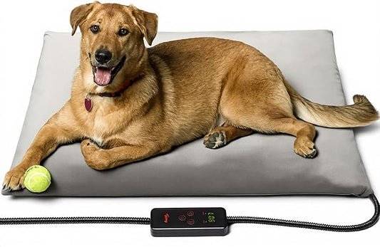 Toozey XL Pet Heating Pad, Waterproof & Chew Resistant, 6 Temp Settings with Timer, 47x28 in for Dogs & Cats