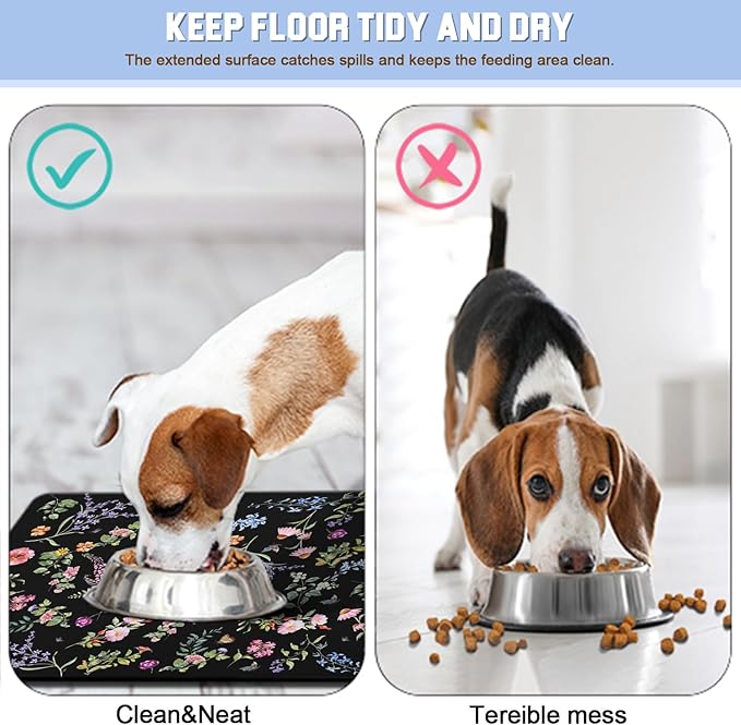 Dog Food Mat for Floors Waterproof Quick Dry Pet Placemat Cat Feeding Bowls Mats for Food and Water, Eco-Friendly Dog Accessories Diatomite Pets Supplies 12" X 20"