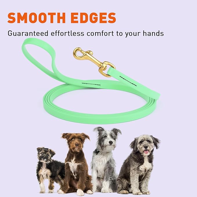 Viper Biothane K9 Working Dog Leash Waterproof Lead for Tracking Training Schutzhund Odor-Proof Long Line with Solid Brass Snap for Puppy Medium and Large Dogs, 33ft Sea Foam Green