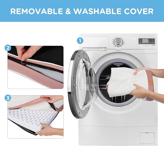 Sunheir Extra Large Washable Dog Bed Covers Soft Plush Replacement, Waterproof Dog Bed Liner, Pet Bed Cover with Zipper 41x27x3 Inches, Pink, Cover Only