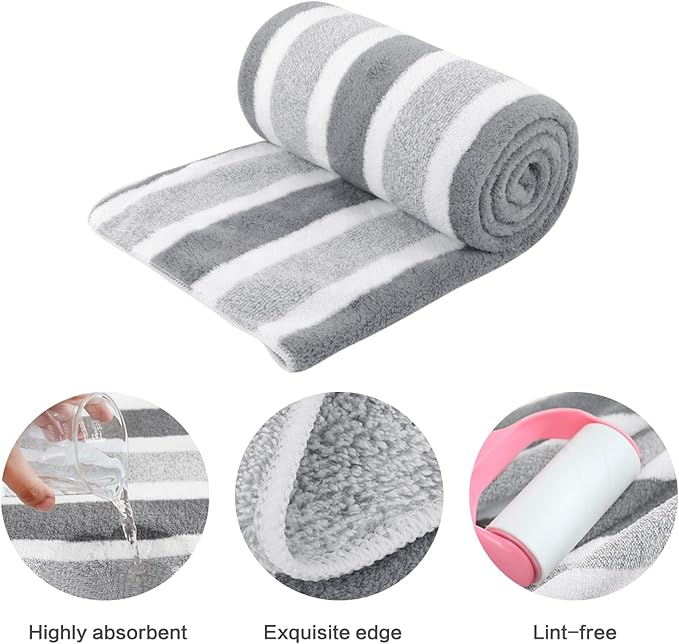 KinHwa Dog Towel Super Absorbent Pet Bath Towel Microfiber Dog Drying Towel for Small, Medium, Large Dogs and Cats 30inch x 50inch 1 Pack Light-Gray