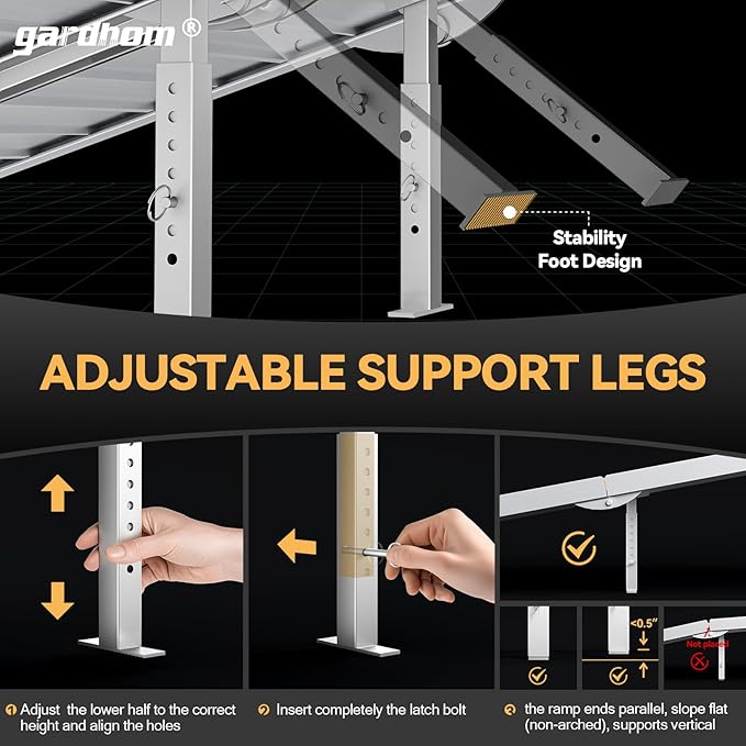 gardhom Wheelchair Ramp 10 Feet, Anti-Slip Aluminum Folding Handicap Ramp Wheelchair Ramps for Home Steps Entrance Threshold Doorways Stairs Curbs Scooter