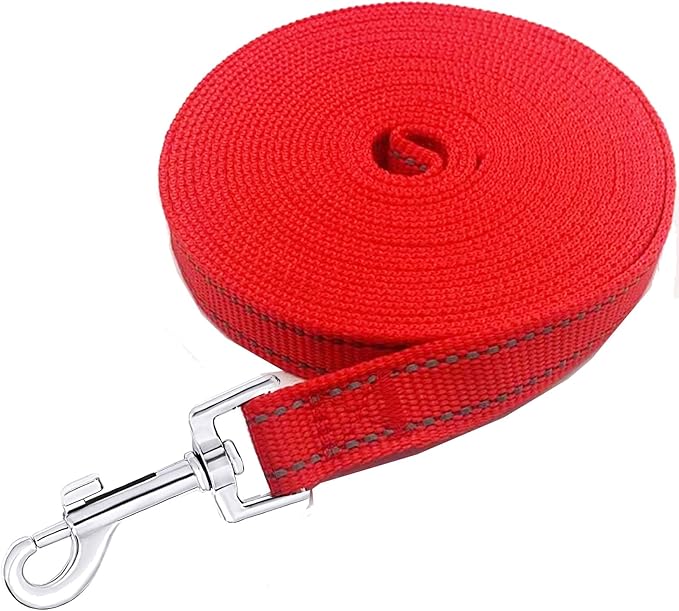 Nylon Training Dog Leash for Small Medium Dogs, 15ft 20ft 30ft 50ft 100ft Reflective Long Leash Dog/Puppy Lead for Obedience Recall Training, Camping
