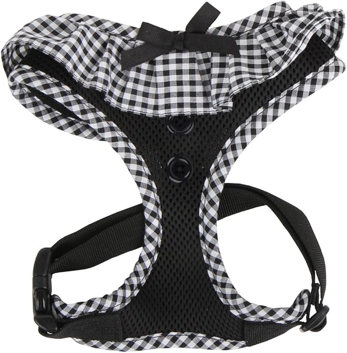 Puppia Vivien Dog Harness Over-The-Head All Season Cute No Pull No Choke Walking Training Adjustable for Small Dog, Black, Small
