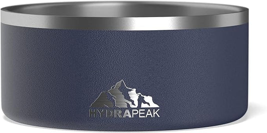 Hydrapeak Dog Bowl; Non Slip Stainless Steel; Water and Food Dish; Large Sized and Small Dogs; 32oz 64oz; Multiple Sizes | 8 Cup | Navy