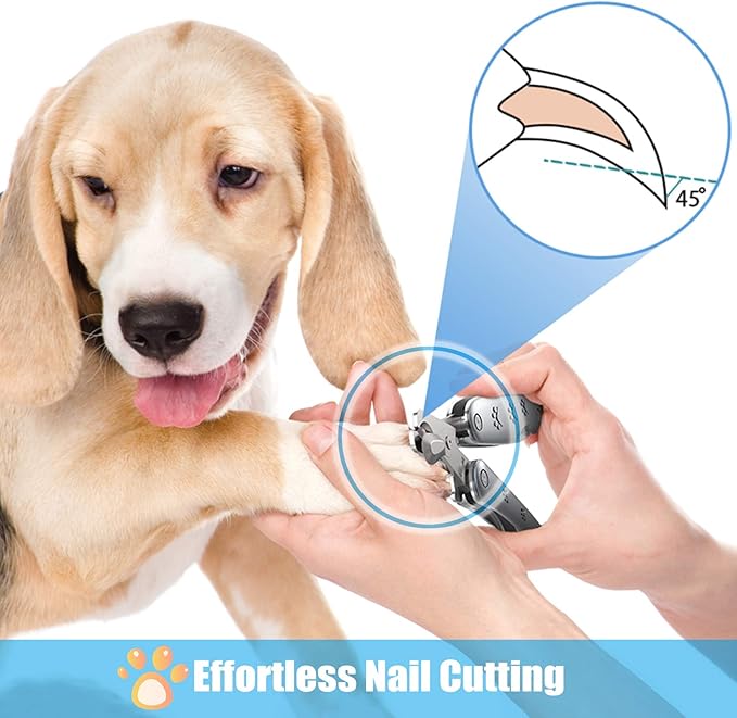 Best Dog Nail Trimmer for Anxiety Sensitive Dog, Silent Sharpest Smoothest Dog Nail Clippers for Thick Nails, Heavy Duty Professional Dog ToeNail Clipper, Build-in Comb & Nail File