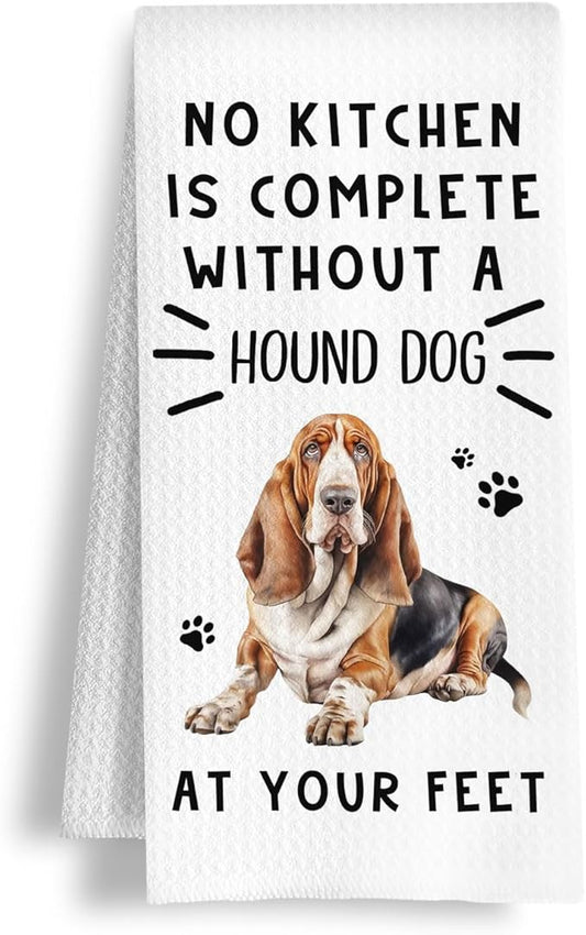 Funny Hound Dog Hand Towels for Kitchen Home Bathroom Decor, A Kitchen is Not Complete Without A Hound Dish Towel, Dog Lovers Gift, 16×24 Inch