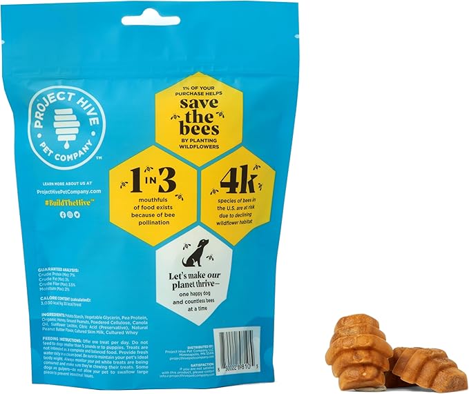 Dental Treats for Dogs - Healthy, Non-GMO Project Verified, Natural Peanut Butter Flavored, Natural, Vegetarian Chews, Made in The USA (Hive Chews, Small Breeds) Cleans Teeth and Freshens Breath