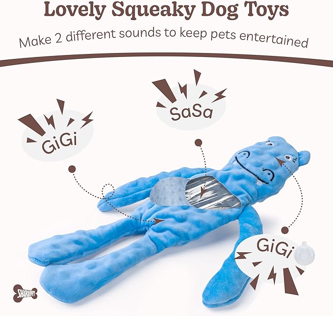 SHARLOVY No Stuffing Dog Toys Squeaky for Large Dogs, Crinkle Puppy Teething Toys to Keep Them Busy, Plush Interactive Doggie Long Lasting Chews for Aggressive Chewers