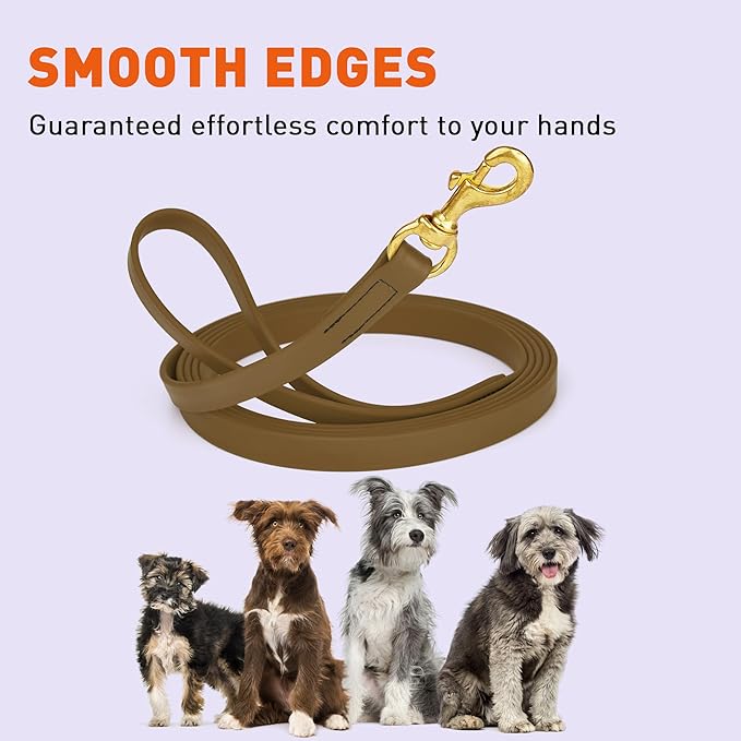 Viper Biothane K9 Working Dog Leash Waterproof Lead for Tracking Training Schutzhund Odor-Proof Long Line with Solid Brass Snap for Puppy Medium and Large Dogs, 15ft Coyote Brown
