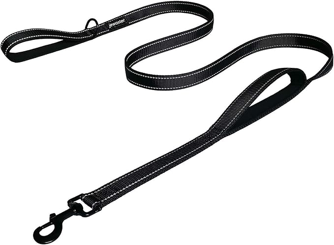 Heavy Duty Dog Leash - 2 Handles by Padded Traffic Handle for Extra Control, 6foot Long - Perfect for Medium to Large Dogs (6 ft, Black)