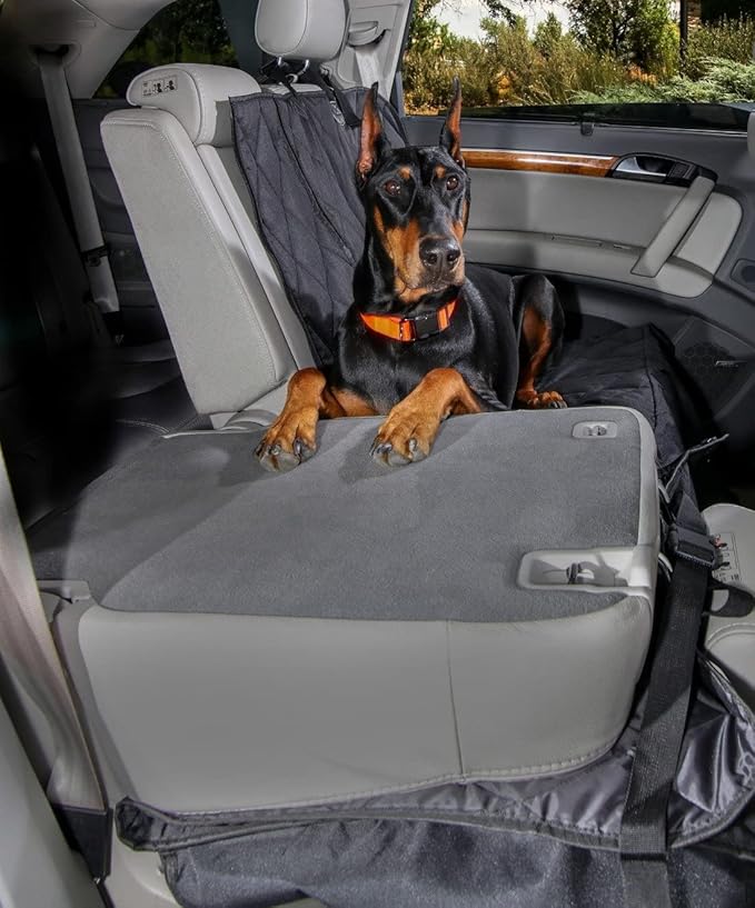 4Knines Dog Seat Cover for Back Seat, Heavy Duty Waterproof Rear Seat Protector for Small Trucks, SUVs, Cars - Fits 60/40 Split Bench with Middle Seat Belt, Non-Slip Dog Backseat Cover (Regular, Camo)