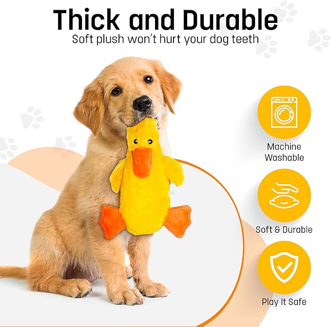 FGA MARKETPLACE Duck Flat NO Stuffing NO Squeak Plush Dog Toy, Funny Style Will Entertain Your Pet for Hours, Recommended for Small and Medium Dog 21 INCH Long