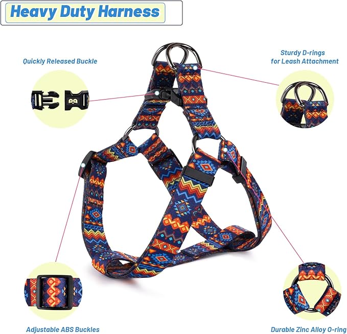 QQPETS Dog Harness Leash Set Adjustable Heavy Duty No Pull Halter Harnesses for Small Medium Large Breed Dogs Back Clip Anti-Twist Perfect for Walking