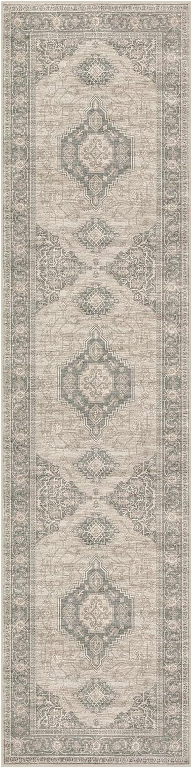 Lahome Oriental Hallway Runner Rug, 2.5x10 Washable Runner Ultra-Thin Hallway Rug for Bedroom Entryway, Soft Long Carpet for Kitchen Bathroom ?랰aundry Room, Grey/Brown