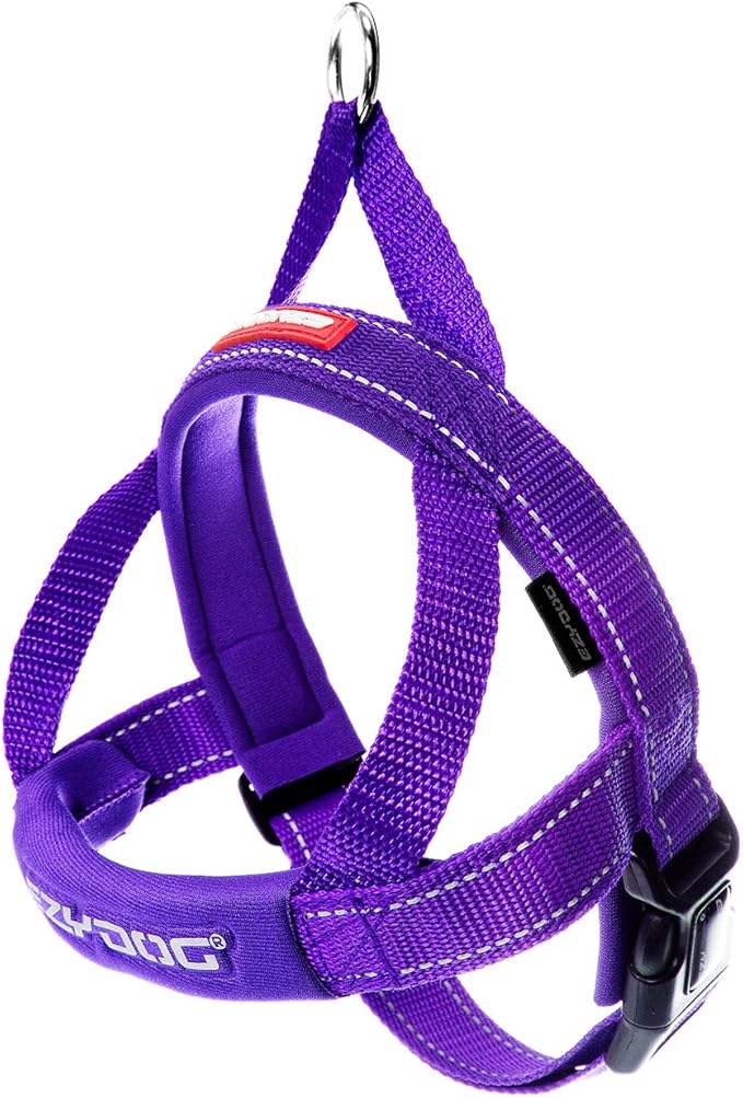 EzyDog Quick Fit Dog Harness ??No Pull Harness for Training, Everyday Walking, and Easy Control - Adjustable Fit, Reflective, and Padded (Large, Purple)