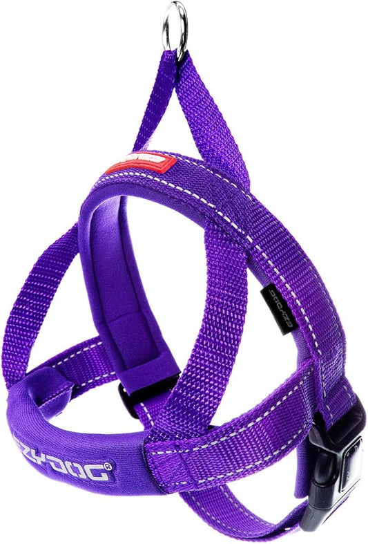 EzyDog Quick Fit Dog Harness ??No Pull Harness for Training, Everyday Walking, and Easy Control - Adjustable Fit, Reflective, and Padded (Large, Purple)