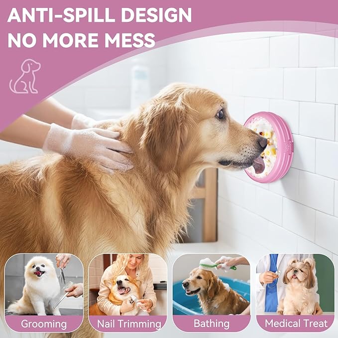 Dog Lick Bowl, Animire Freeze Lick Mat for Dogs, Non-Slip Slow Feeder Licking Bowl Enrichment Treat for Distraction Anxiety Relief, Food Grade Silicone, Dishwasher Safe(Pastel Purple,L)
