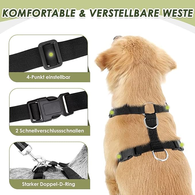 Lukovee Dog Seat Belt for Car, Adjustable Dog Car Harness for Large Medium Small Dogs, Soft Padded & Breathable Mesh Dog Seatbelt with Car Strap and Carabiner (Blue,XS)