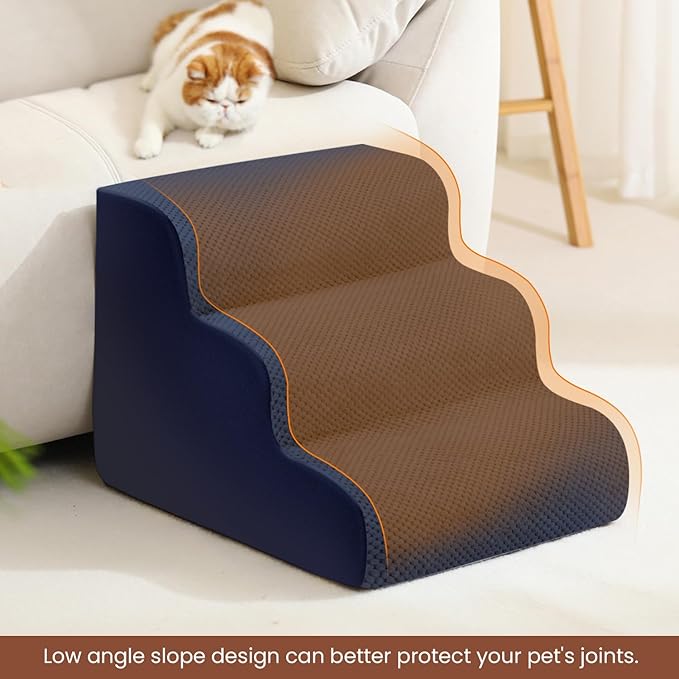 Dog Stairs for Small Dogs, High Density Foam Dog Steps, Extra Wide Non-Slip Pet Ramp for High Beds Or Couch, Soft Doggie Ladder for Dogs Injured, Older Pets, Small Cats