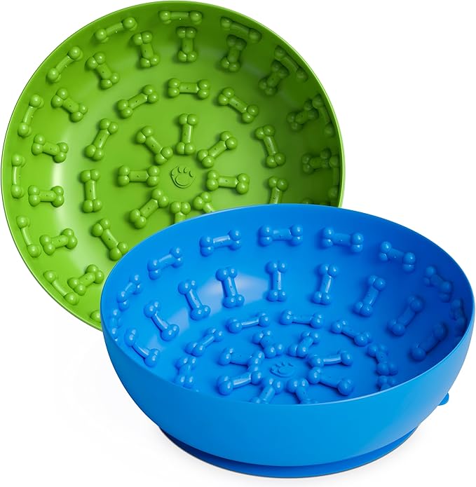 Lick mat for Dog Slow Feeder Bowl Anxiety Boredom Reducer Perfect for Yogurt, Peanut Butter. Wobble Dog Slow Feeder Bowl Easy to Clean - Non Slip Design BPA Free Silicone Licking mat - Blue