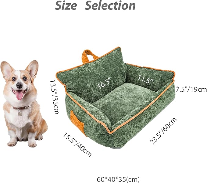 Orthopedic Dog Bed with Memory Foam, Washable Plush Pet Bed for Small, Medium & Large Dogs, Cozy Bolster Crate Dog Bed for Joint Support & Comfort.(Green)