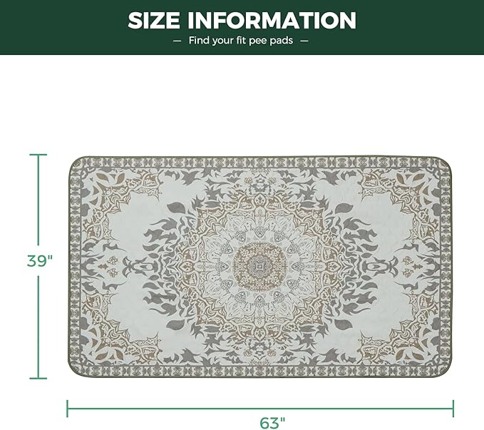 FXW Washable Pee Pads for Dogs, Puppy Pads with Super Absorbent, Specifically Designed for FXW Rollick/Homeplus 24 inch 6 Panels Dog Pen, 39" x 63" Rectangle, Boho, 1 Pack