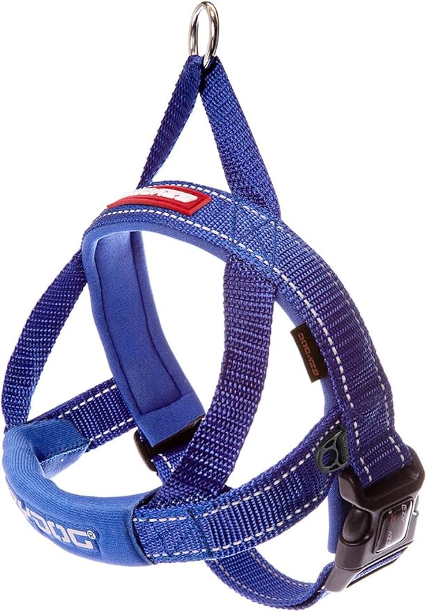 EzyDog Quick Fit Dog Harness ??No Pull Harness for Training, Everyday Walking, and Easy Control - Adjustable Fit, Reflective, and Padded (Large, Blue)